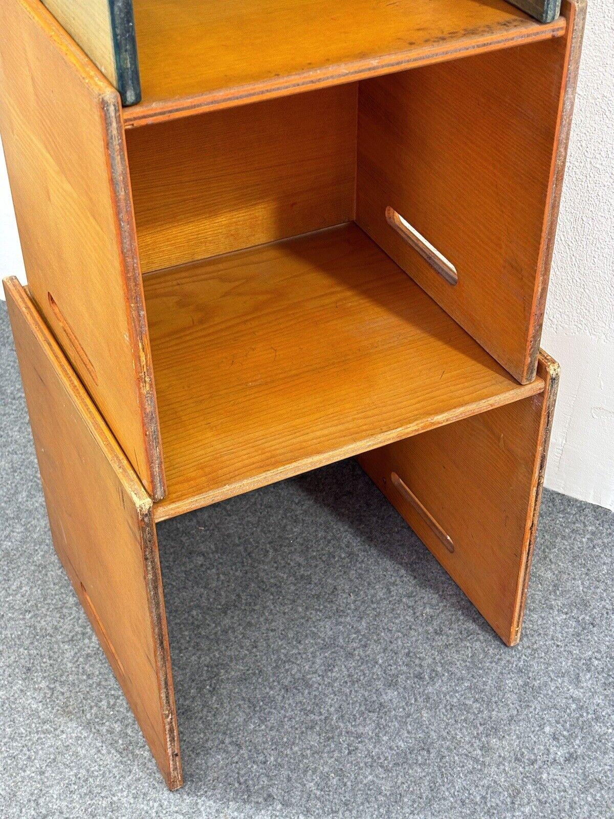 Saporiti Italia Tris Tische stapelbar Holz 1970er Jahre Design Modernariato im Angebot 3