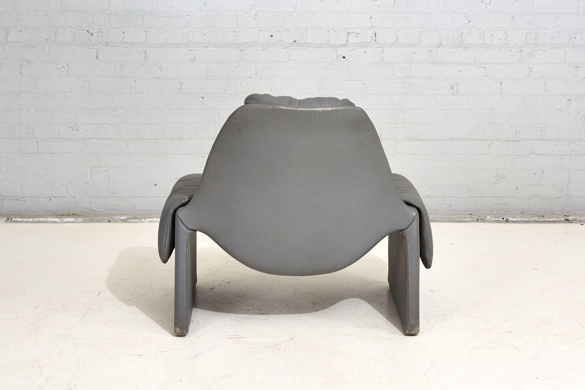 Leather Saporiti Italia Vittorio Introini P60 Lounge Chair by Proposals, Italy, 1970 For Sale
