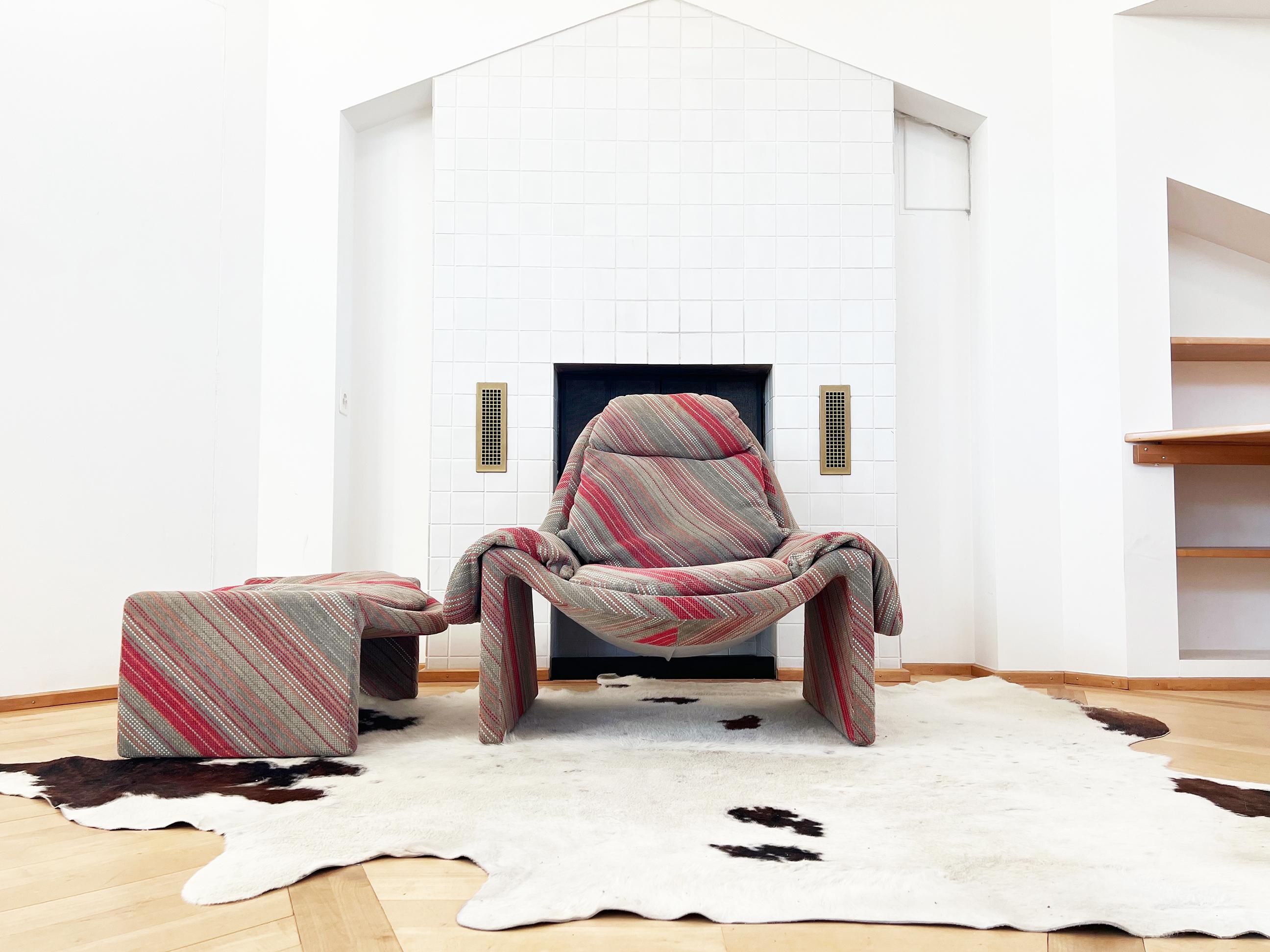 Saporiti Italia Vittorio Introini Sillón P60 + Otomana P61 de Proposals 70s en Bueno estado para la venta en Basel, BS