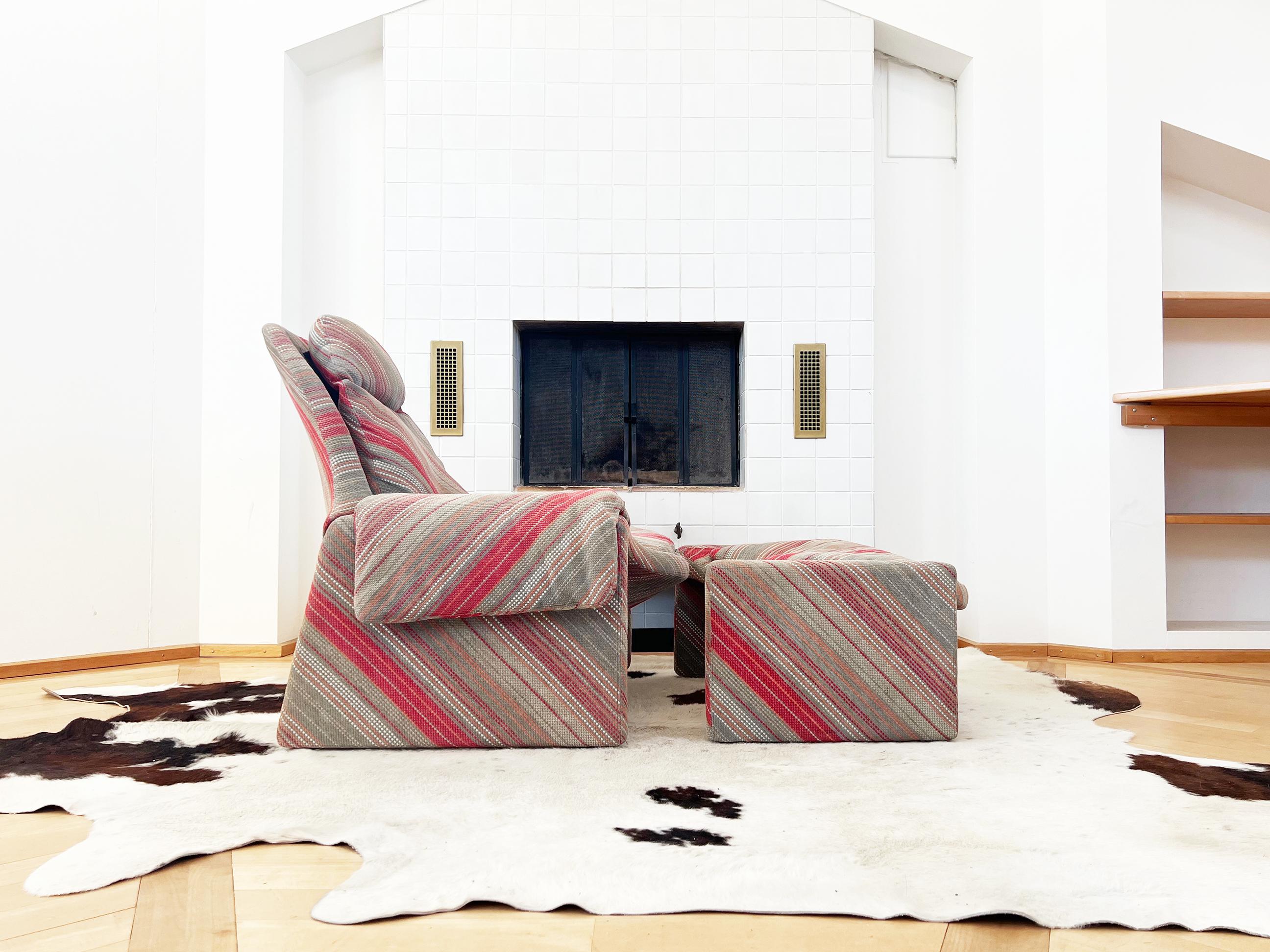 Saporiti Italia Vittorio Introini Sillón P60 + Otomana P61 de Proposals 70s Tapicería en venta