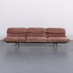 Saporiti Italia Wave Goatskin Leather Sofa Set Rosé Three-Seat Couch