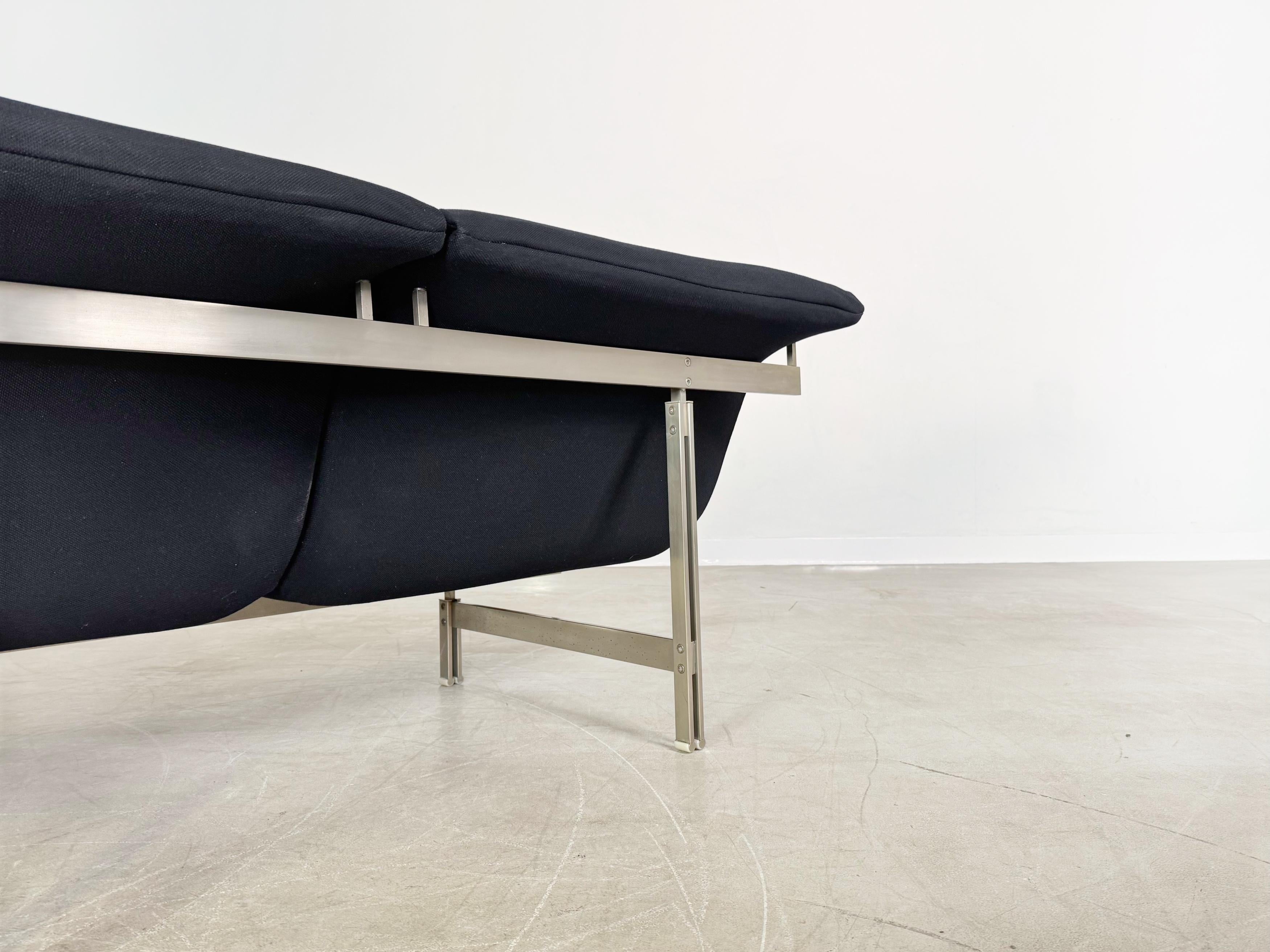 Acier Canapé Wave de Saporiti Italia Giovanni Offredi 1970 Zweisitzer Design en vente