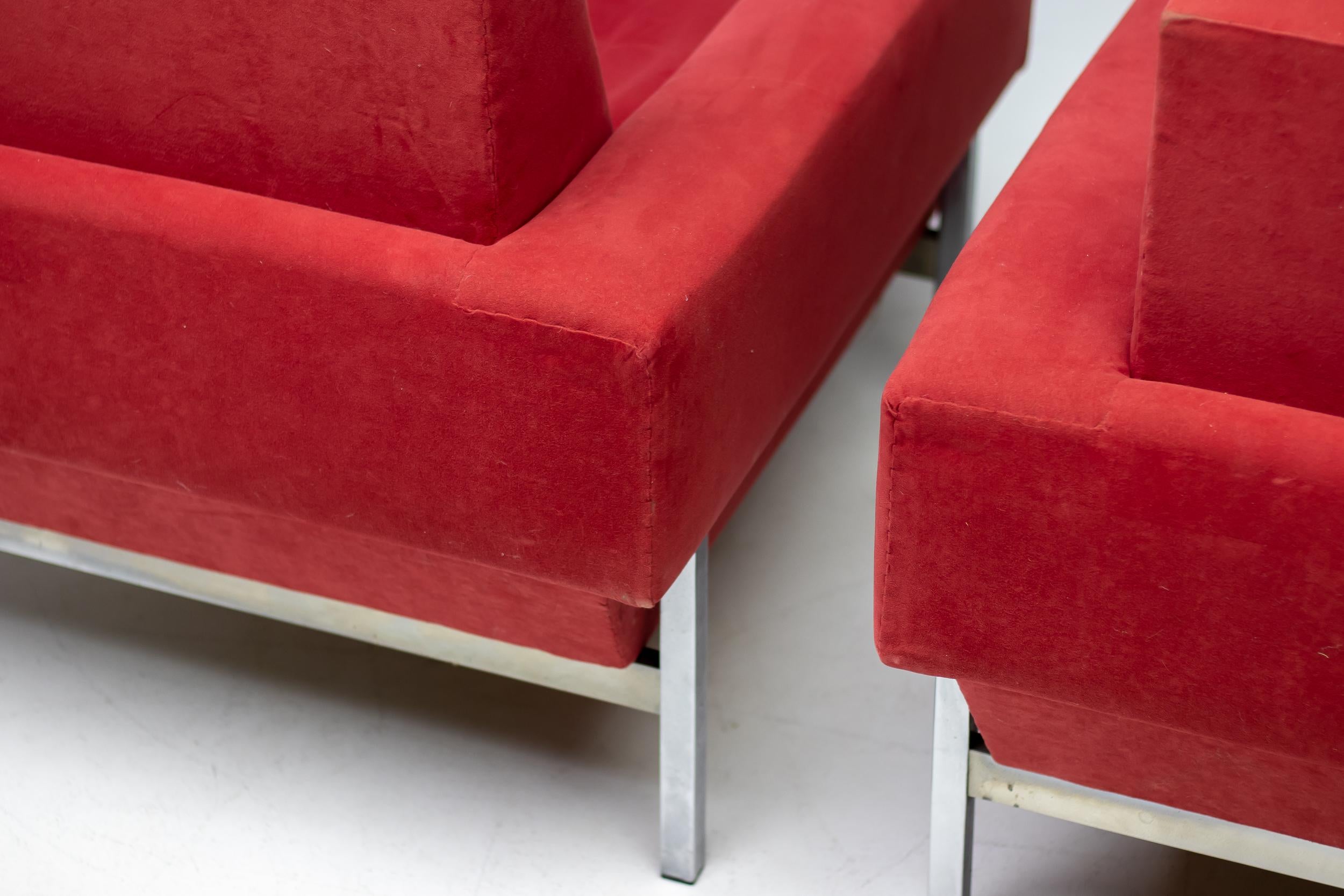 Rote Saporiti Kiushu-Sessel, markantes italienisches Mid-Century-Modern-Design (Italienisch) im Angebot