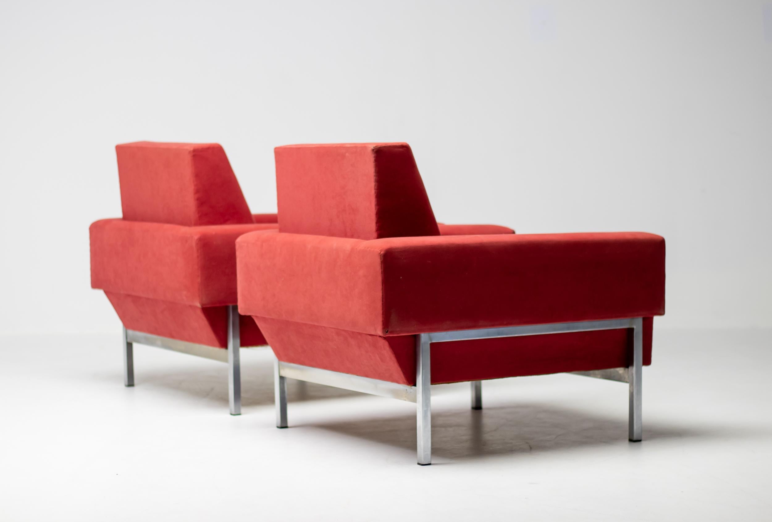 Rote Saporiti Kiushu-Sessel, markantes italienisches Mid-Century-Modern-Design (Stoff) im Angebot