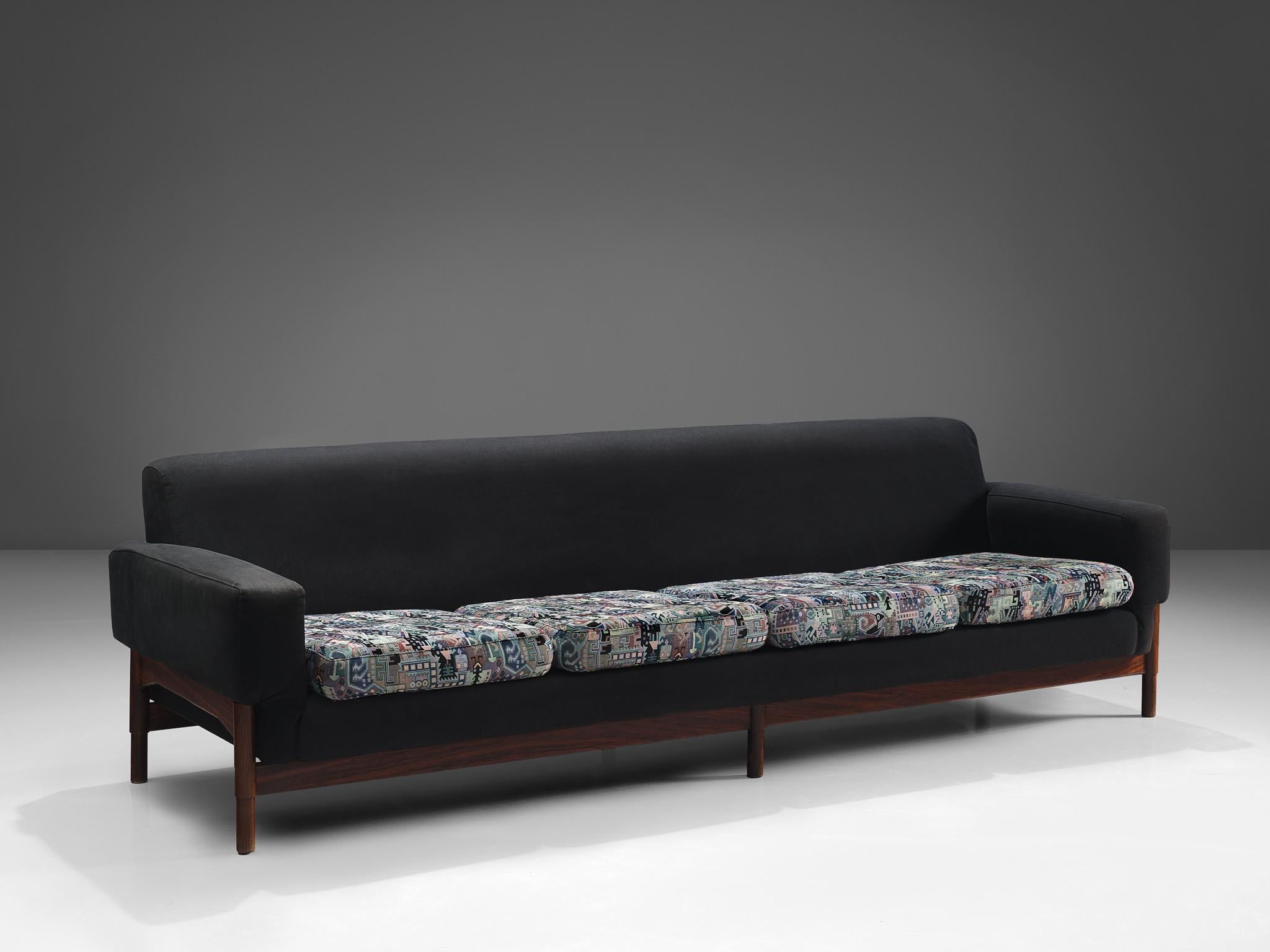 Mid-Century Modern Saporiti Large Sofa in Rosewood