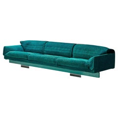 Saporiti Large Sofa in Structured Turquoise Upholstery