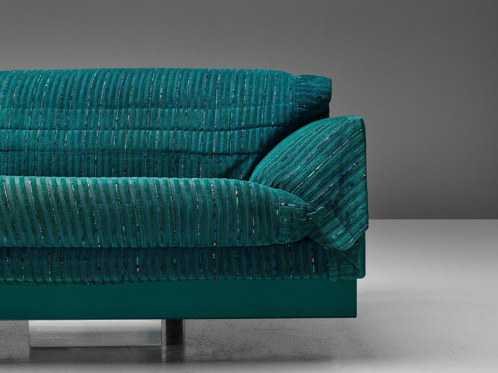 Saporiti Large Sofa in Structured Turquoise Upholstery  For Sale 1