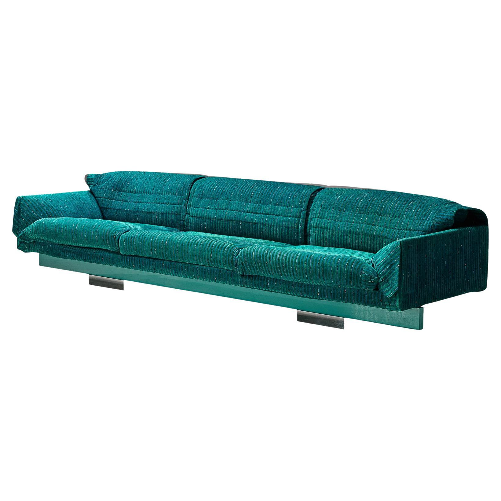 Saporiti Large Sofa in Structured Turquoise Upholstery 