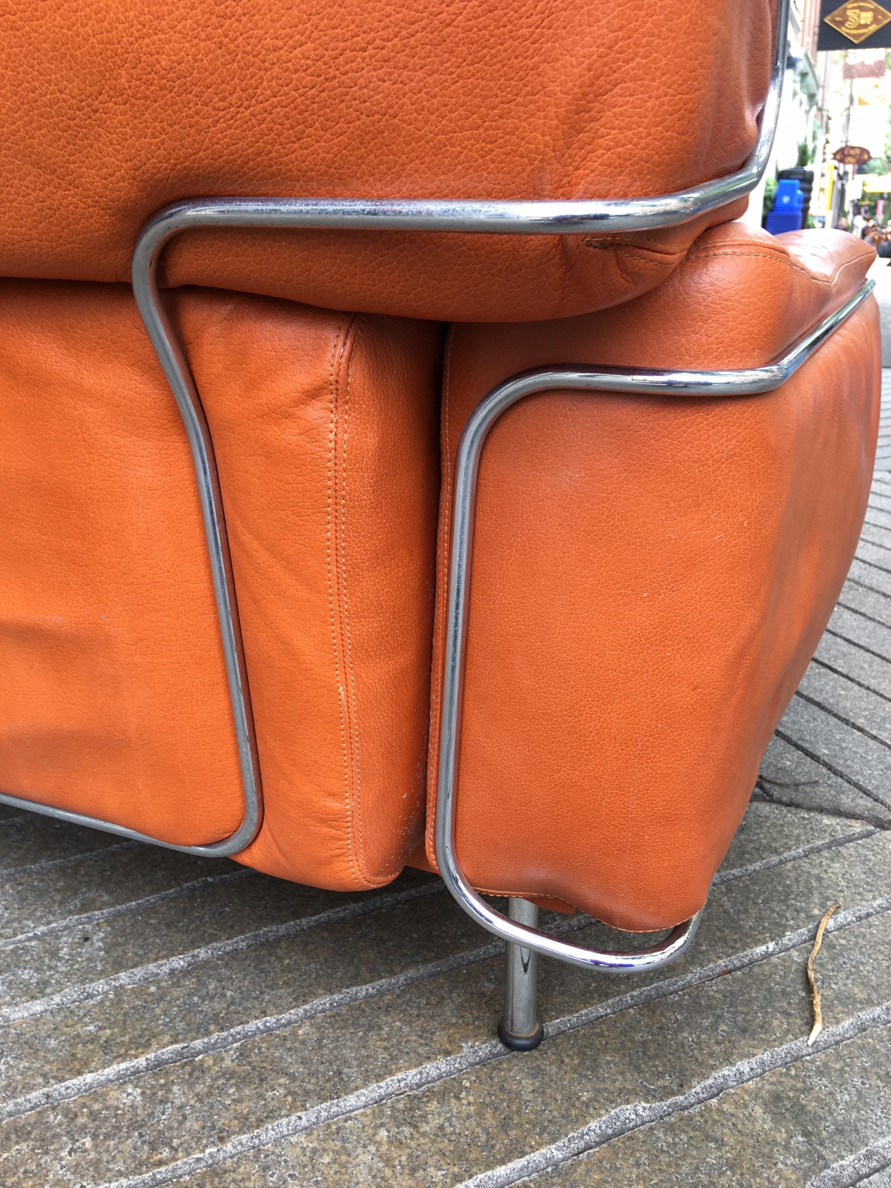Saporiti Leather and Chrome Lounge Chairs 7