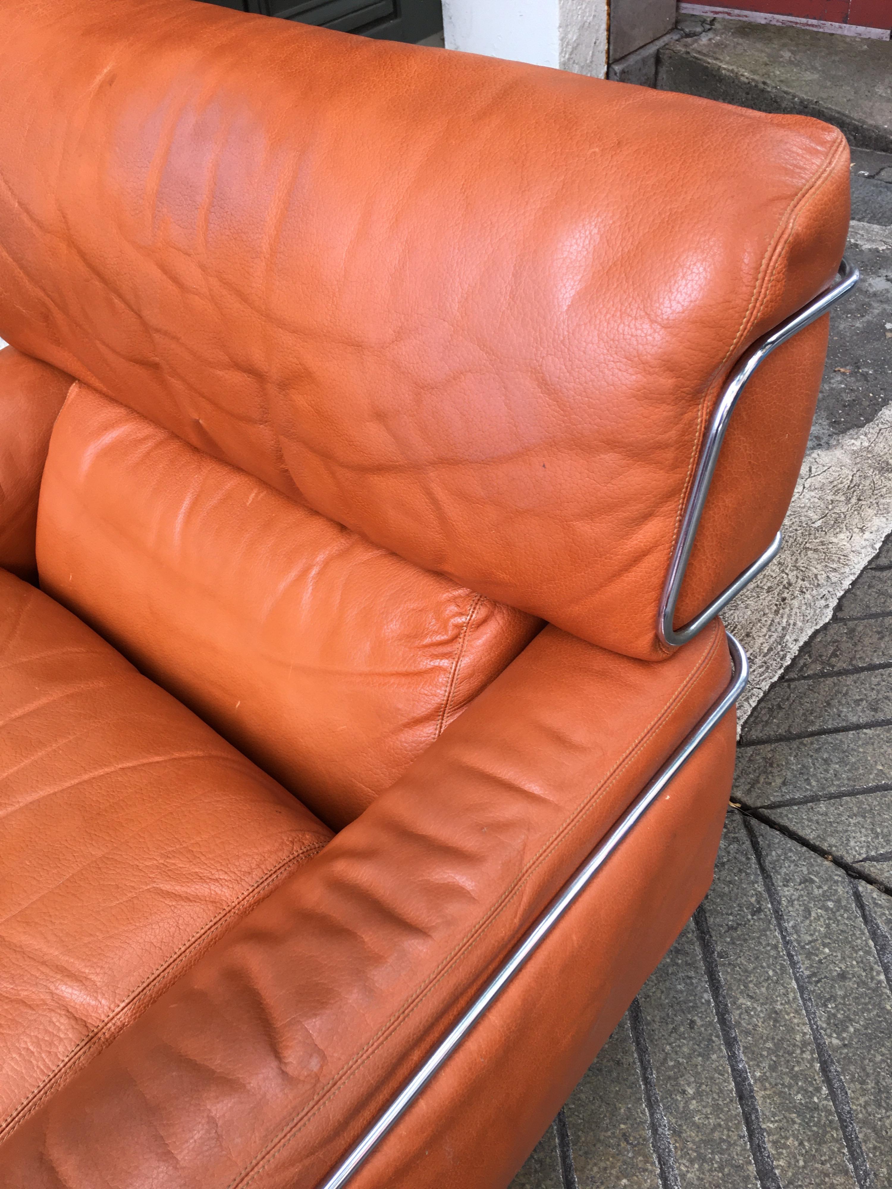 Saporiti Leather and Chrome Lounge Chairs 3