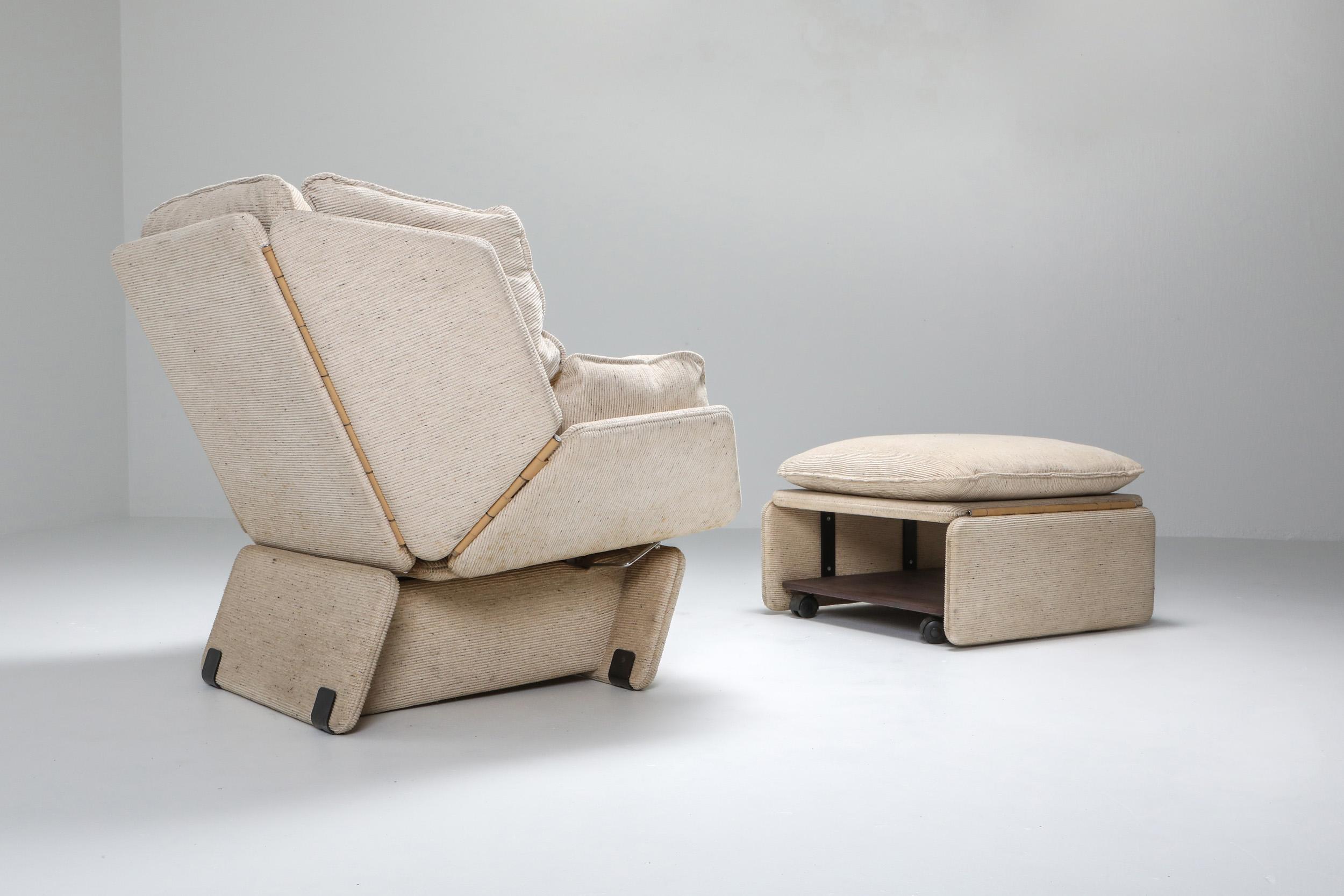 20th Century Saporiti Lounge Chair with Ottoman, 1960s For Sale