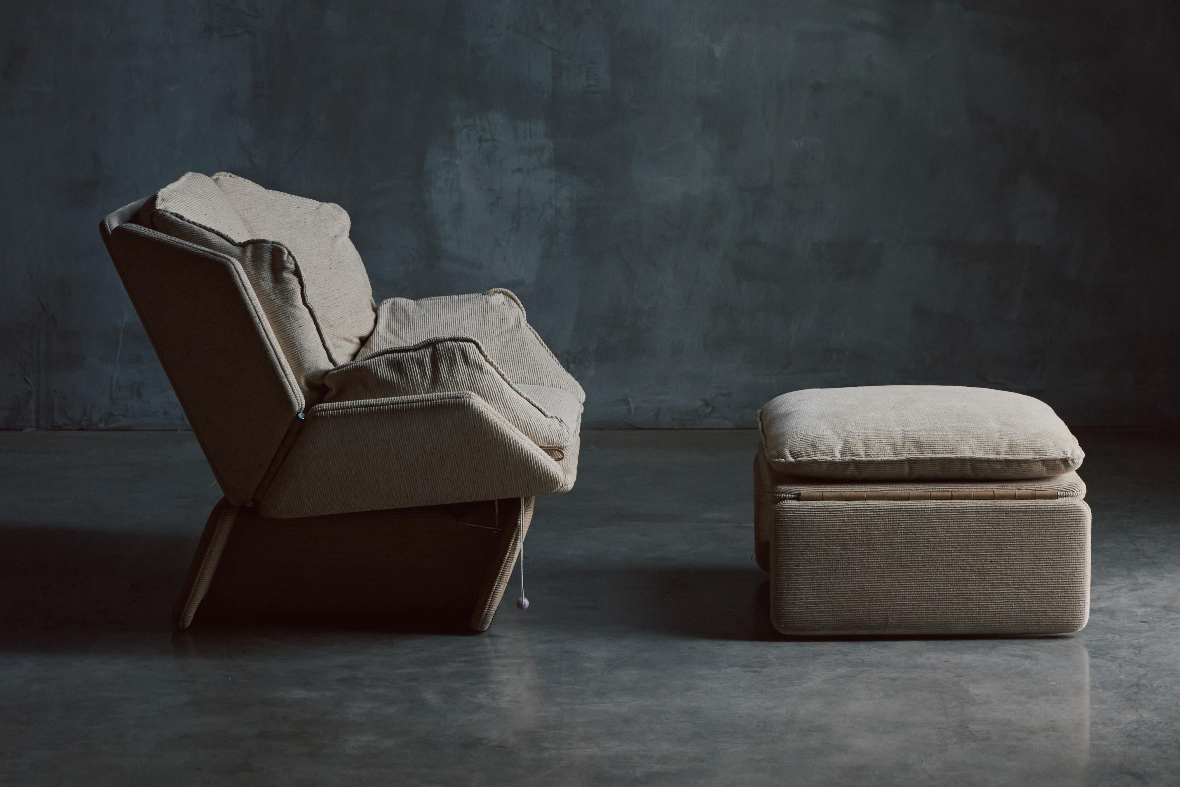 Post-Modern Saporiti Lounge Chair with Ottoman, Italy, 1960s