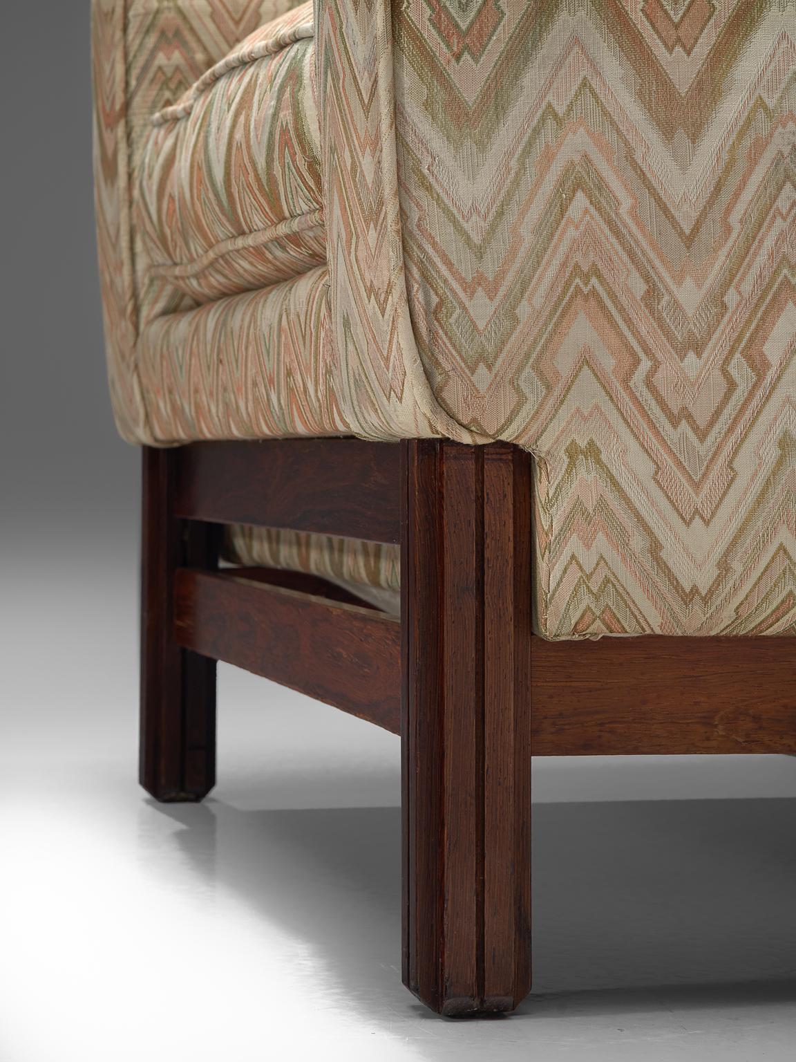 Mid-20th Century Saporiti Lounge Chairs in Fabric and Rosewood