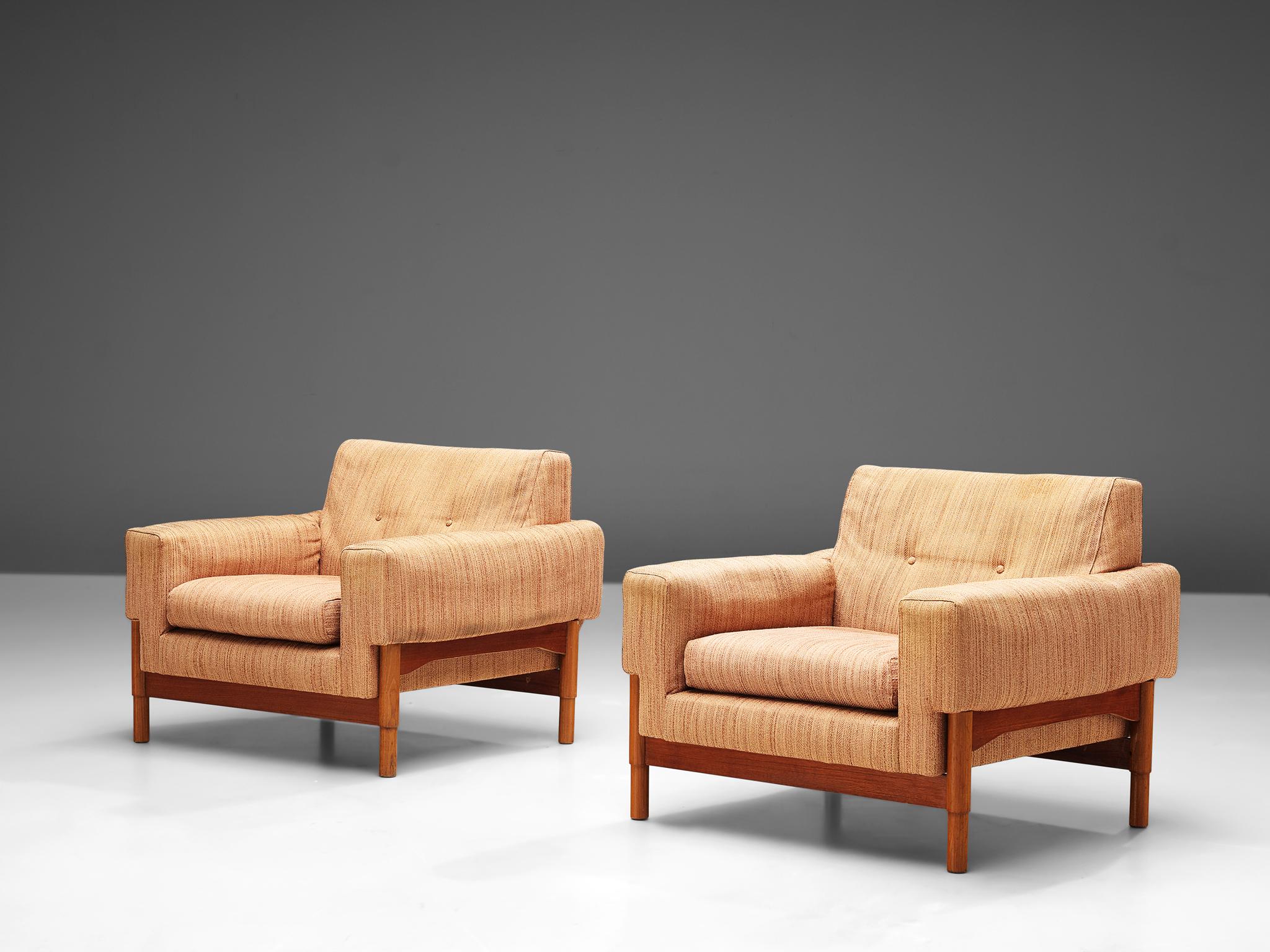 Italian Saporiti Lounge Chairs in Fabric Upholstery