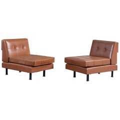 Saporiti, Lounge Chairs, Iron, Vinyl, Italy, 1960s