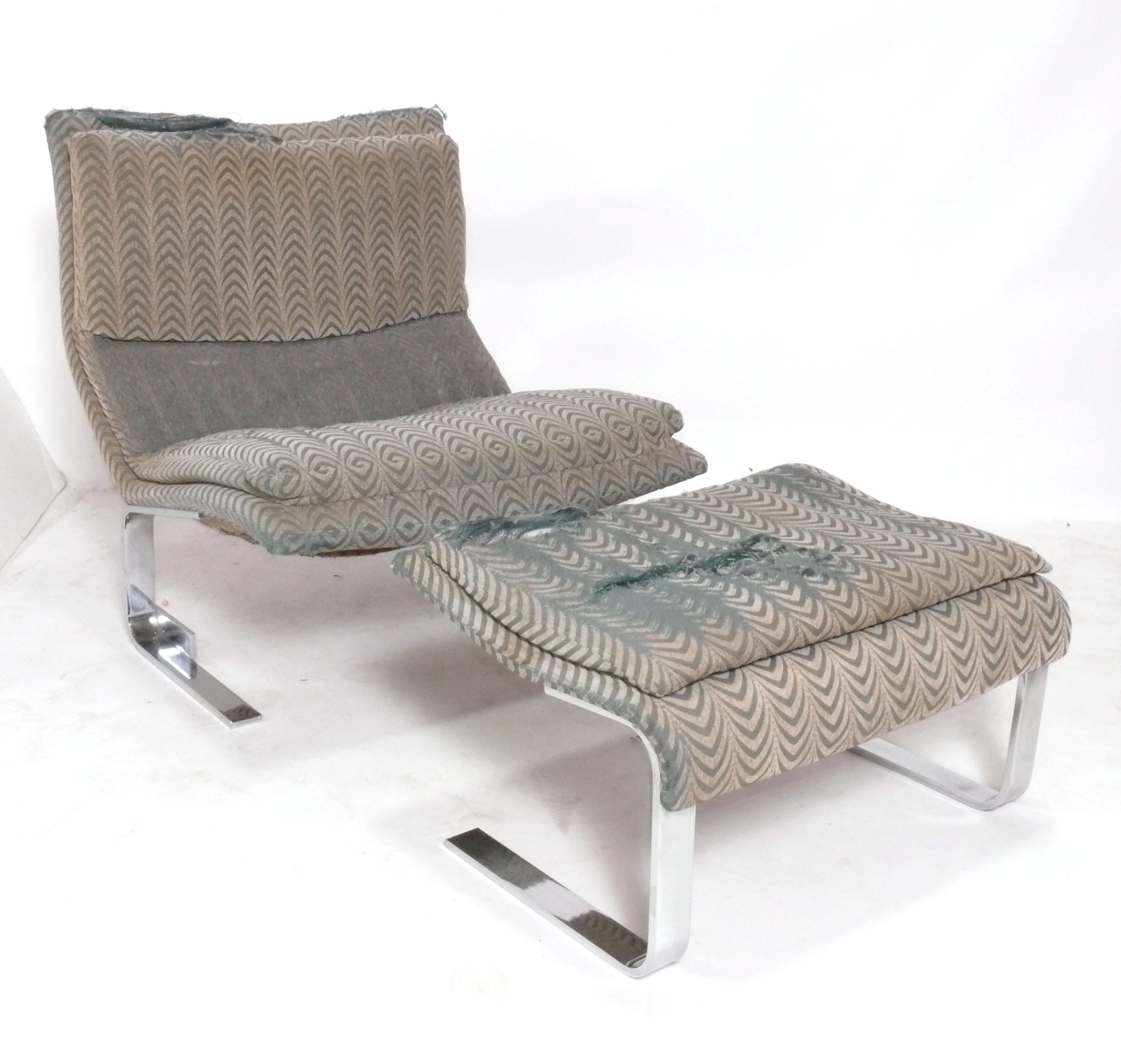 Sillas de salón y otomana Saporiti Retapizadas en tu tela Mid Century Modern en Bueno estado para la venta en Atlanta, GA