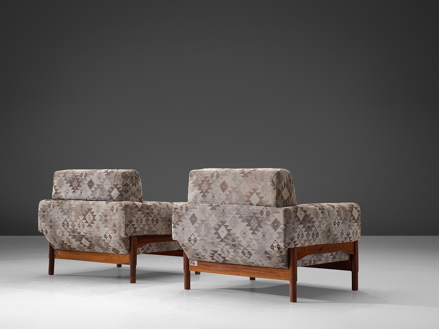 Italian Saporiti Lounge Chairs with Rosewood Frame