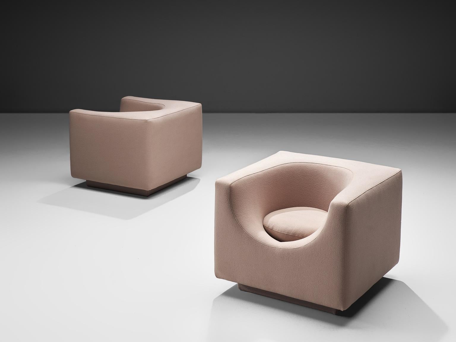 Saporiti Lounge Chairs with Warm Beige Upholstery (Moderne der Mitte des Jahrhunderts)