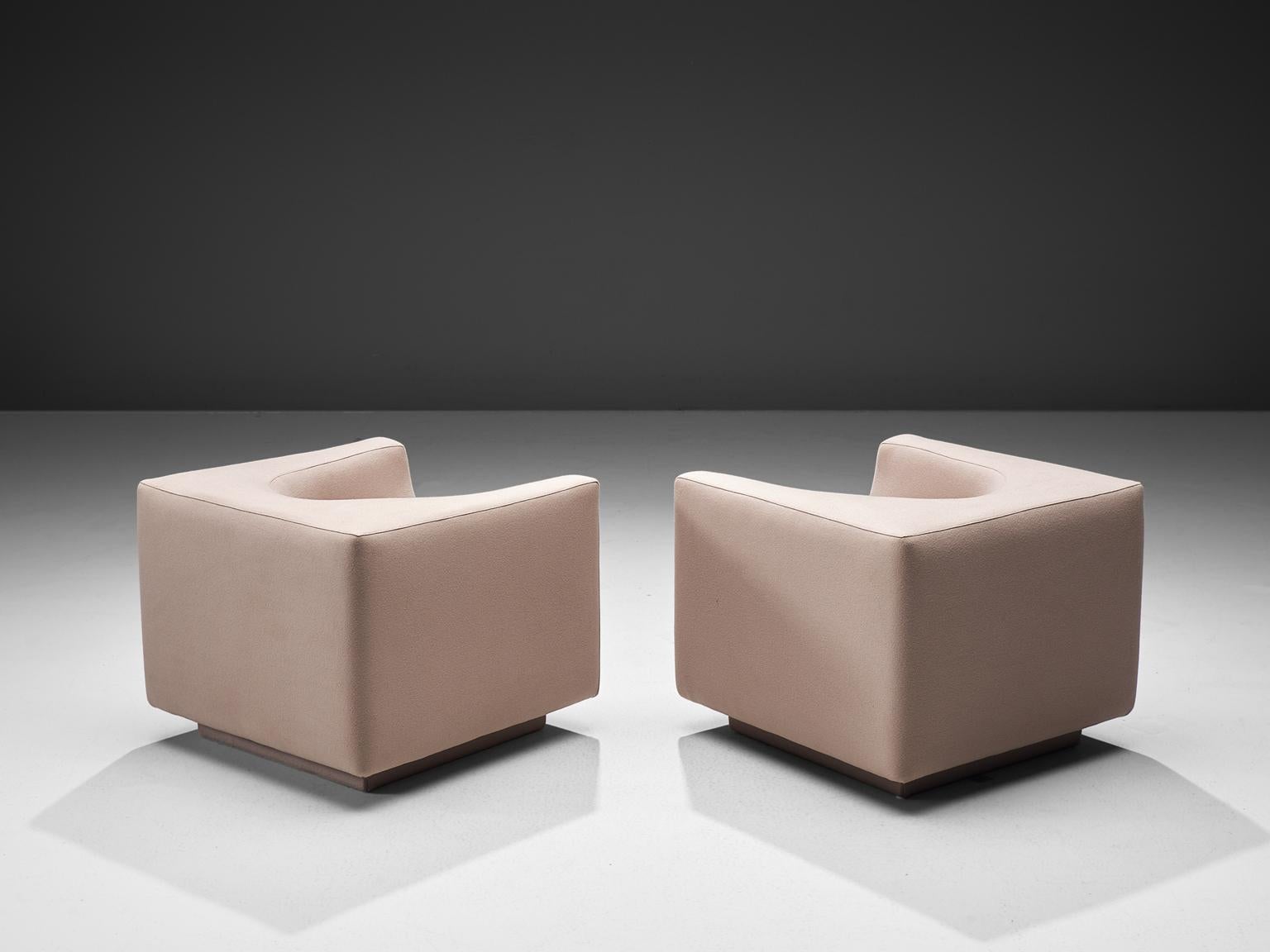 Italian Saporiti Lounge Chairs with Warm Beige Upholstery
