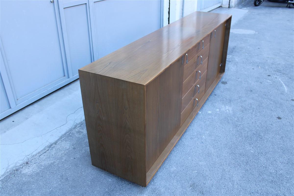 Saporiti Minimal 1970 Sideboard in Solid Chestnut Drawers and Doors For Sale 5