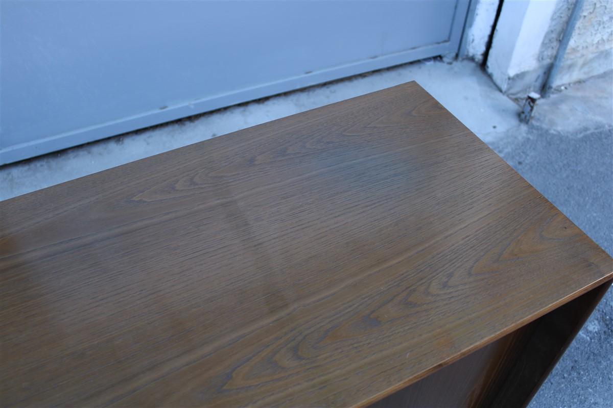 Late 20th Century Saporiti Minimal 1970 Sideboard in Solid Chestnut Drawers and Doors For Sale