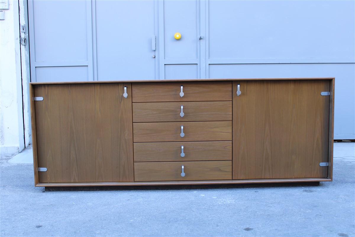 Saporiti Minimal 1970 Sideboard in Solid Chestnut Drawers and Doors For Sale 2