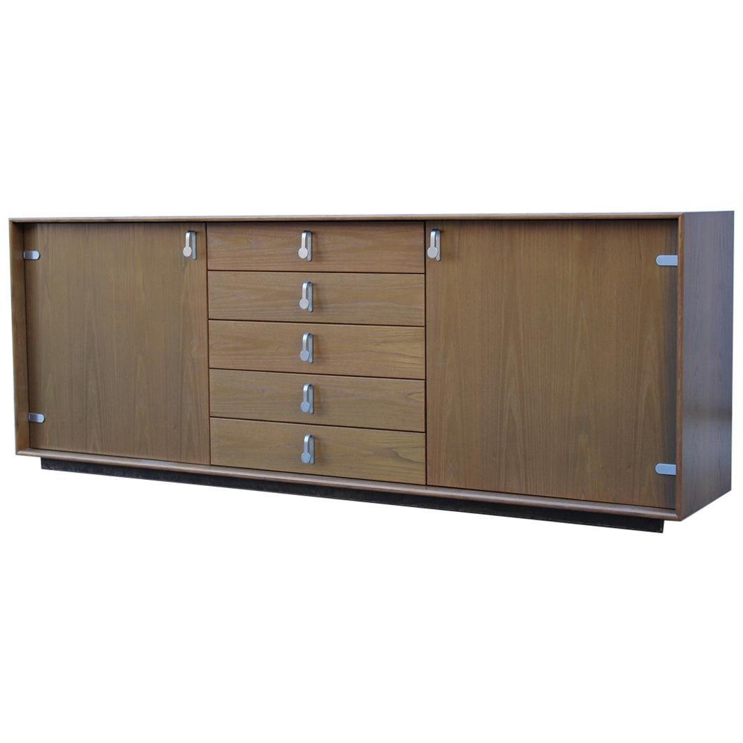 Saporiti Minimal 1970 Sideboard in Solid Chestnut Drawers and Doors