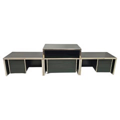 Saporiti Modular Furniture Green Wood Chromed Mid-Century Modern 1970s Set of 4 Saporiti Modular Furniture Green Wood Chromed Mid-Century Modern 1970s Set of 4