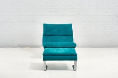 Saporiti Onda Lounge Chair and Ottoman Suede, Italy, 1970