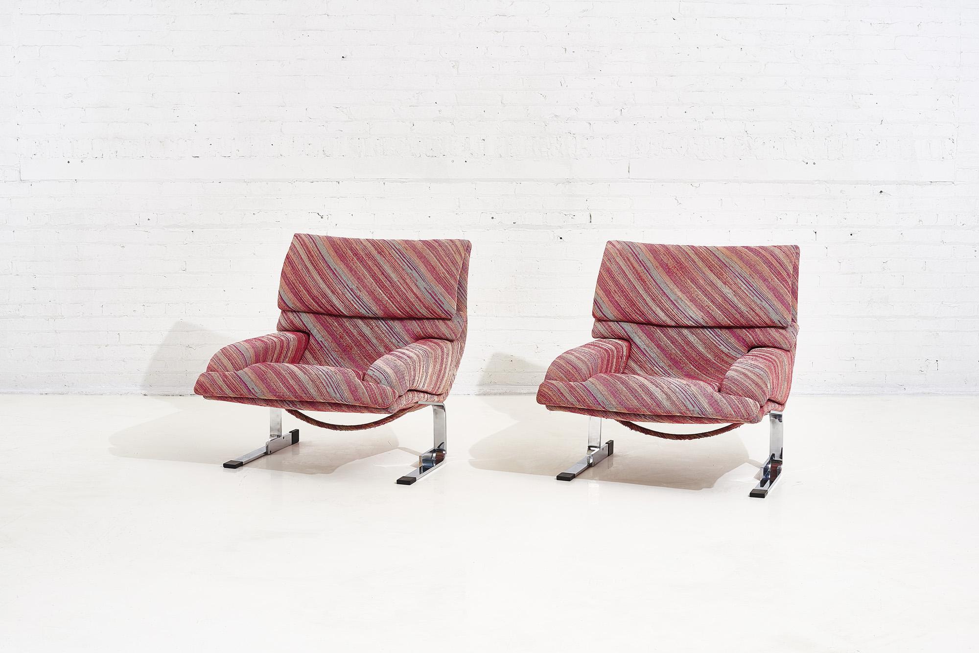 Saporiti Onda lounge chairs Missoni fabric, circa 1970’s. Original.