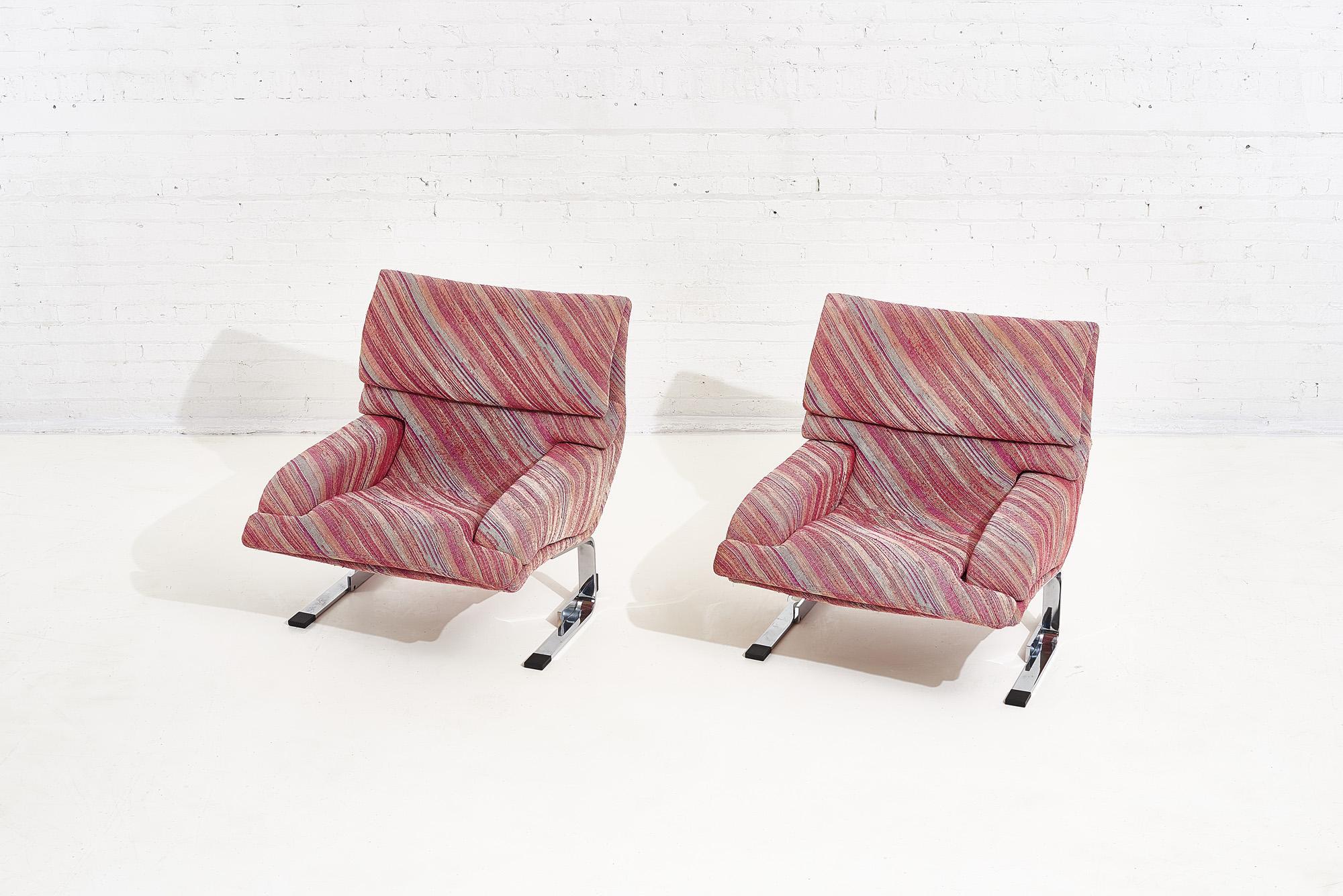 Modern Saporiti Onda Lounge Chairs Missoni Fabric, circa 1970’s