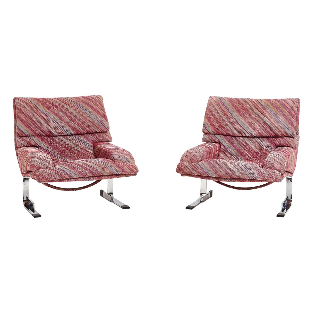 Saporiti Onda Lounge Chairs Missoni Fabric, circa 1970’s