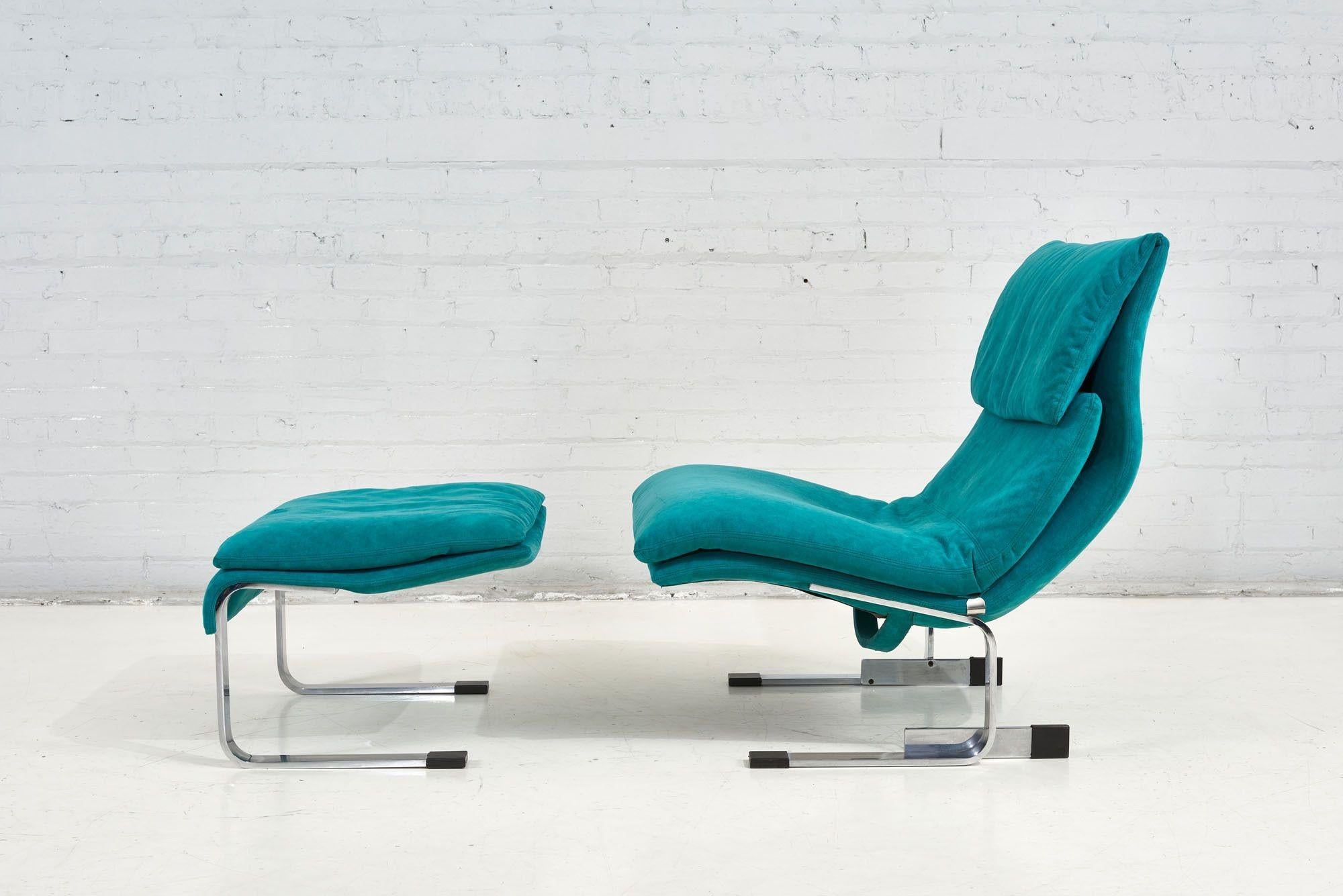 Saporiti Onda Lounge Chairs Suede, Italy, 1970 4