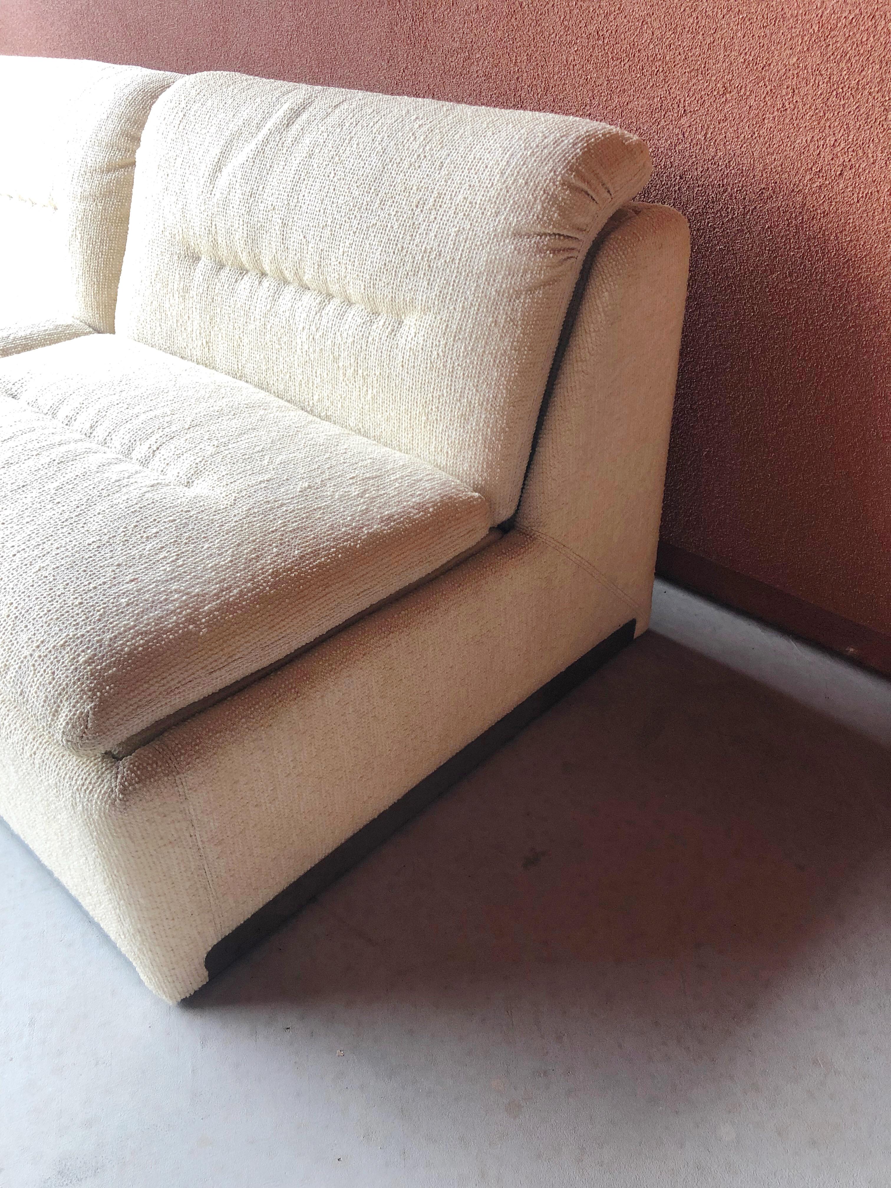 Other Saporiti Proposals Modular Armchair/Loveseat Sofa in Ivory Boucle, c. 1970s