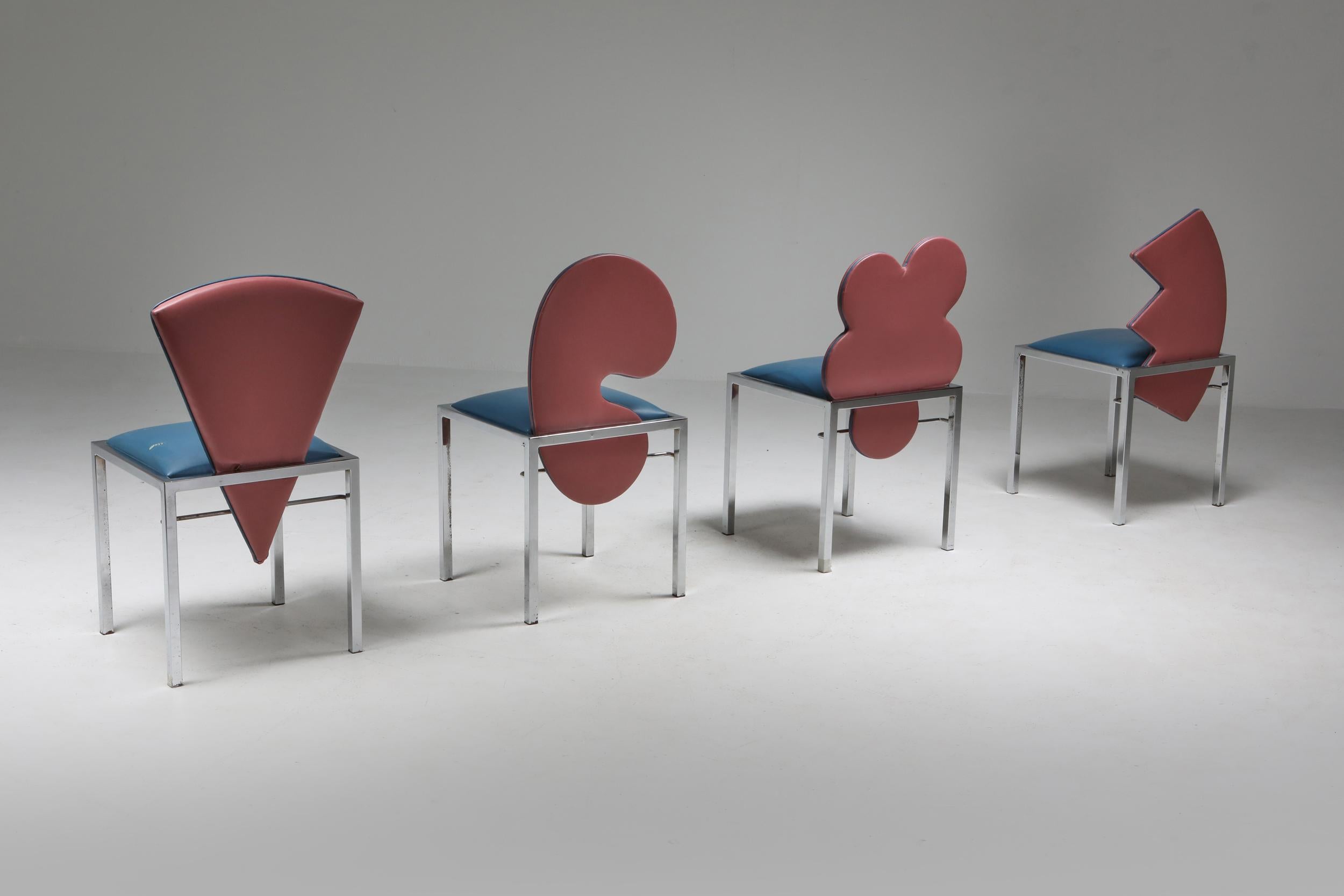 Post-Modern Saporiti set of four chairs Warhol, Malevich, Kandinsky, Fontana