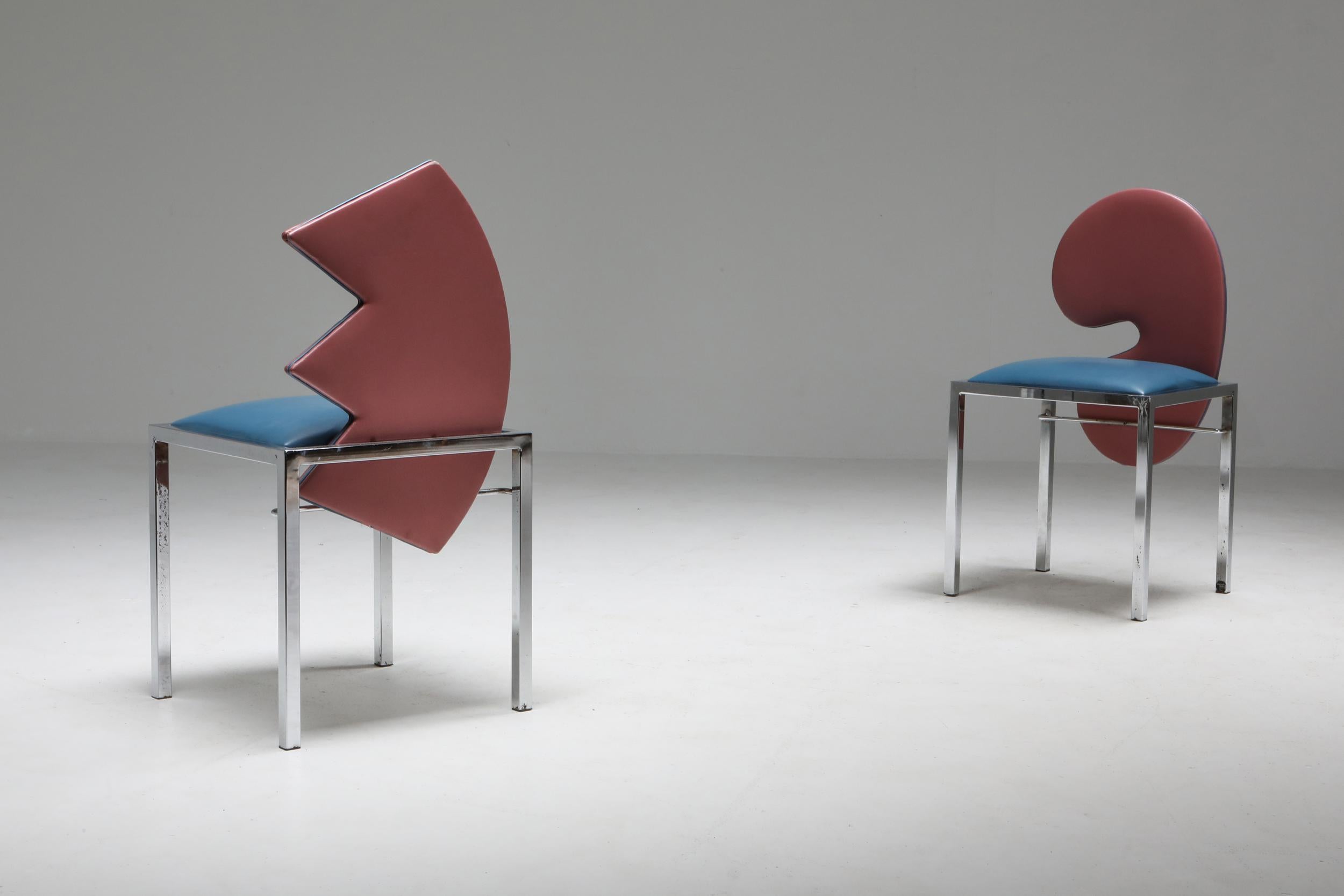 20th Century Saporiti set of four chairs Warhol, Malevich, Kandinsky, Fontana