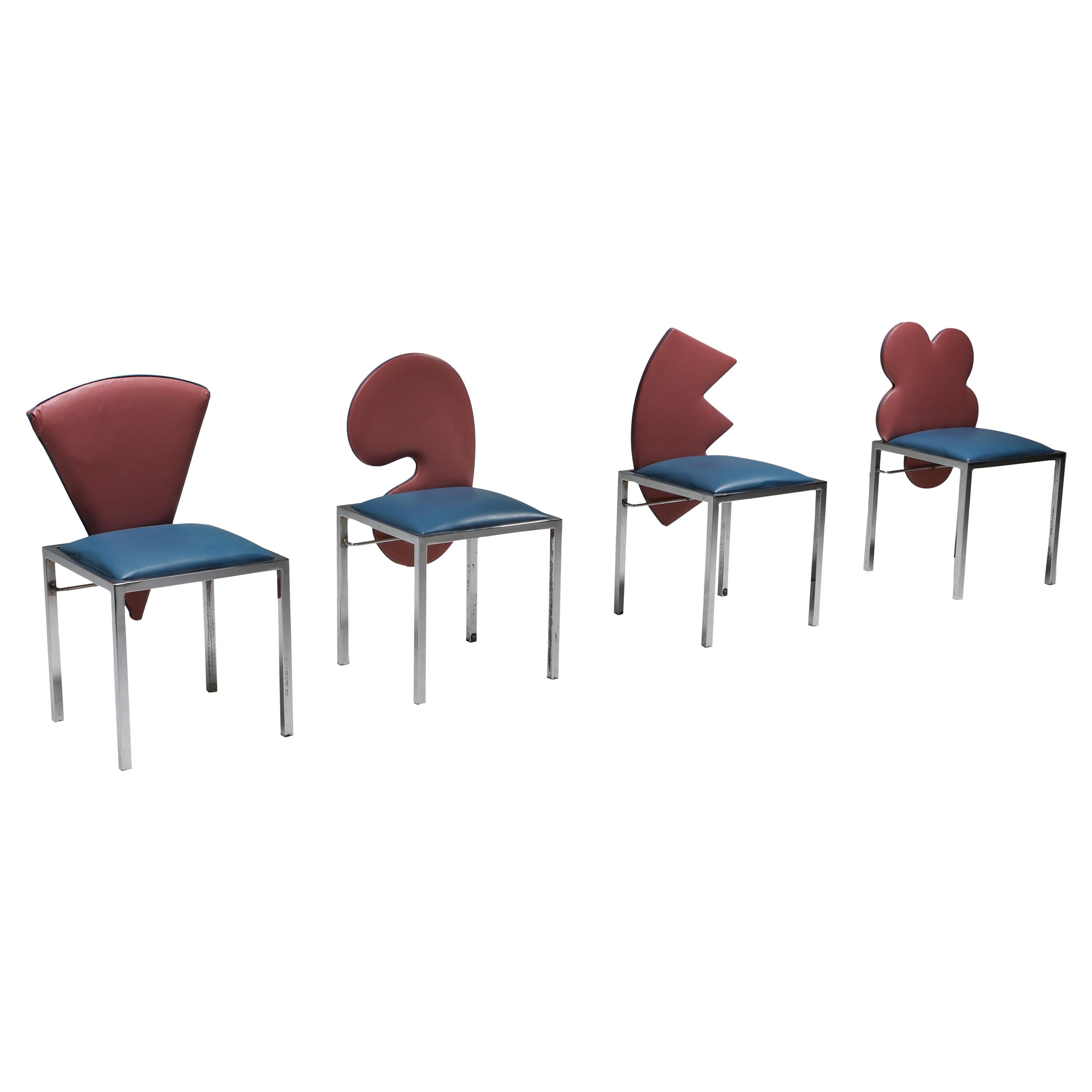 Saporiti set of four chairs Warhol, Malevich, Kandinsky, Fontana