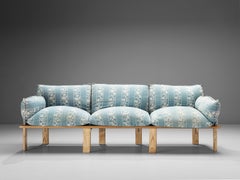 Giovanni Offredi für Saporiti Sofa mit geblümter Polsterung und Esche