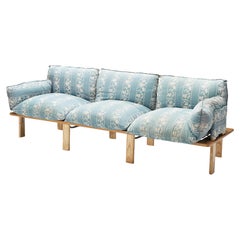 Giovanni Offredi for Saporiti Sofa in Floral Upholstery and Ash