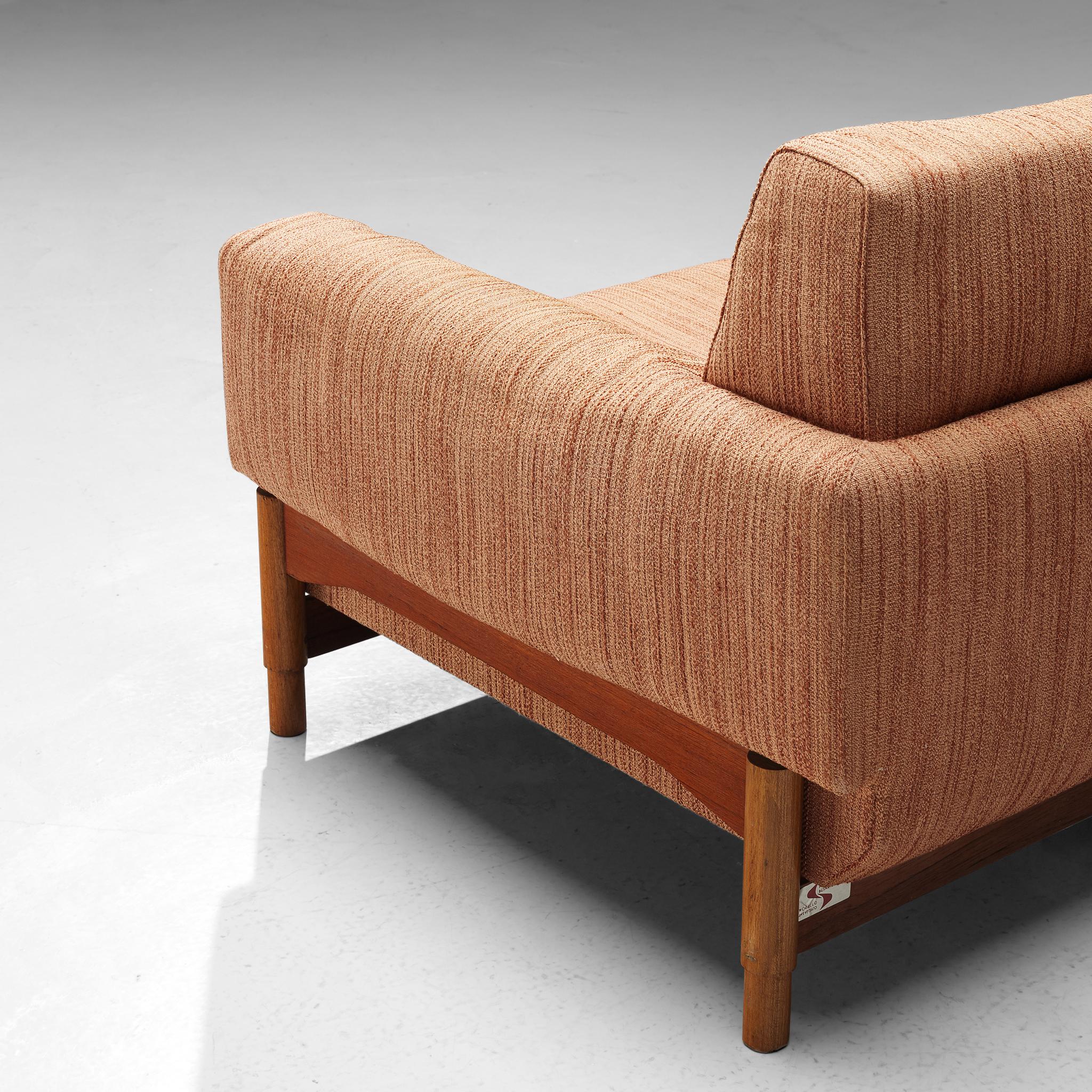 Saporiti Sofa in Teak and Fabric Upholstery 4