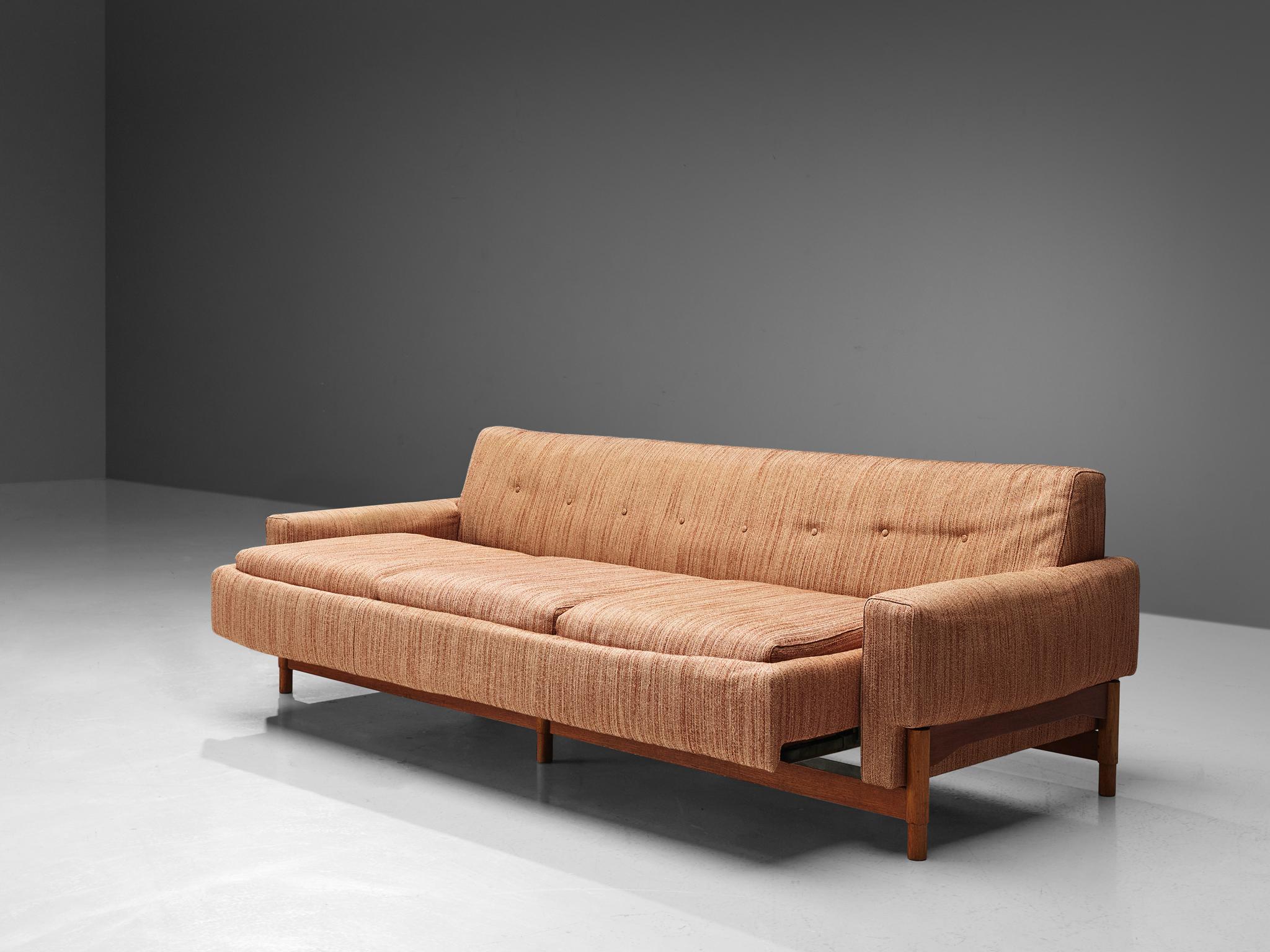 Saporiti Sofa in Teak and Fabric Upholstery 5