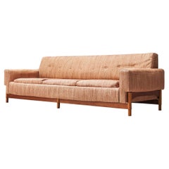 Saporiti Sofa in Teak and Fabric Upholstery
