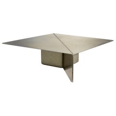 Saporiti Stainless Steel and Concrete Coffee Table by Giovanni Offredi