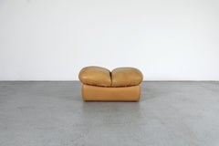 Otomana de cuero de estilo brutalista Saporiti, Italia, años 70