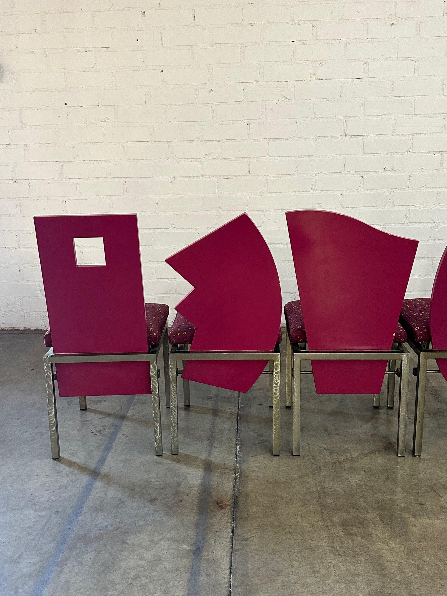 Saporiti Style Post Modern Chairs- Set of Six In Good Condition For Sale In Los Angeles, CA