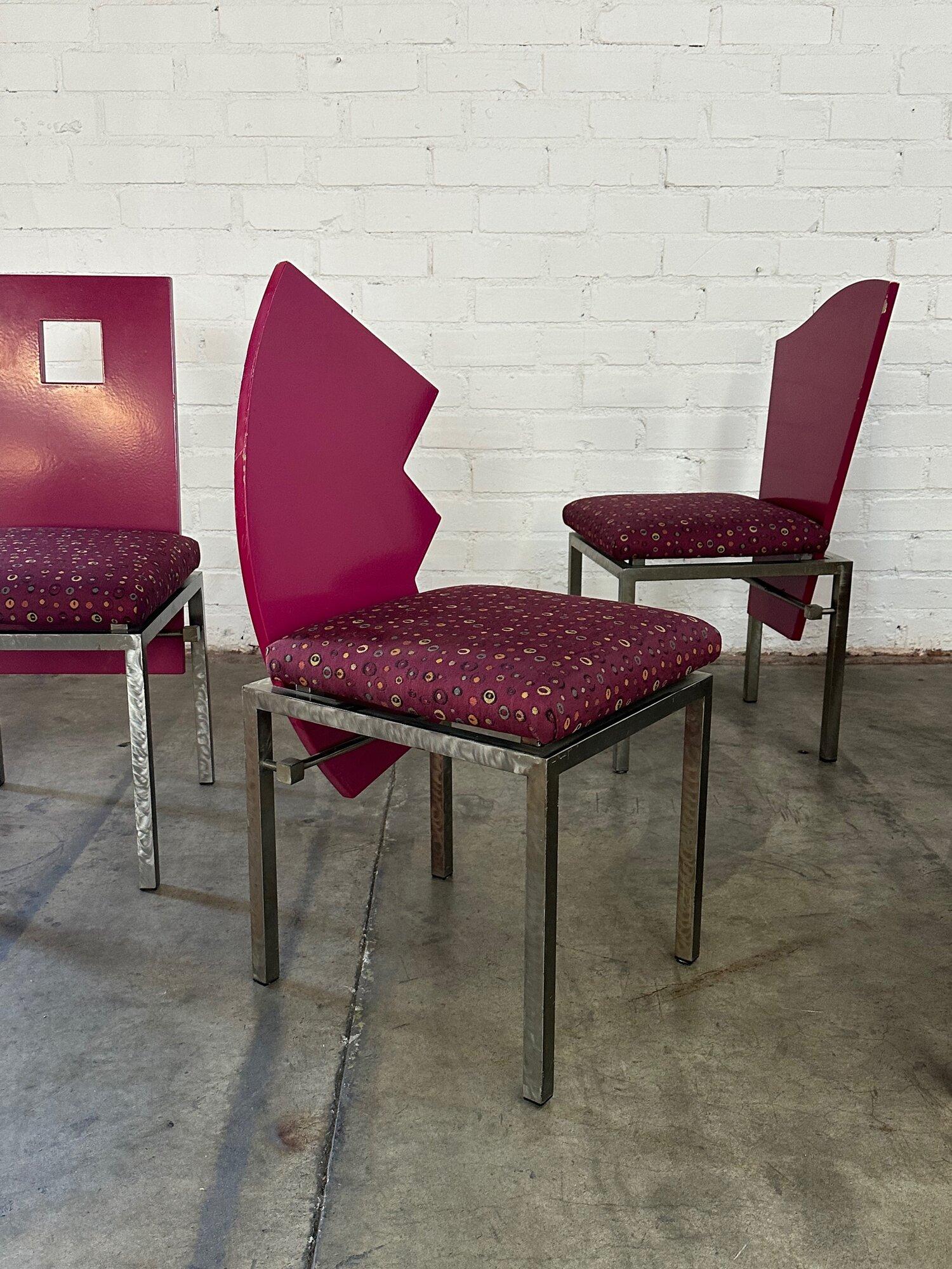 Late 20th Century Saporiti Style Post Modern Chairs- Set of Six For Sale