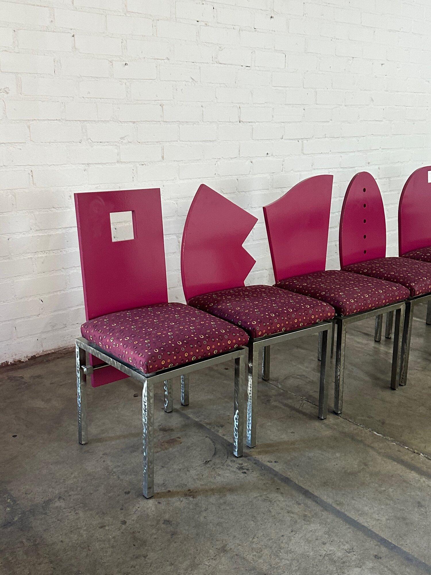 Metal Saporiti Style Post Modern Chairs- Set of Six For Sale