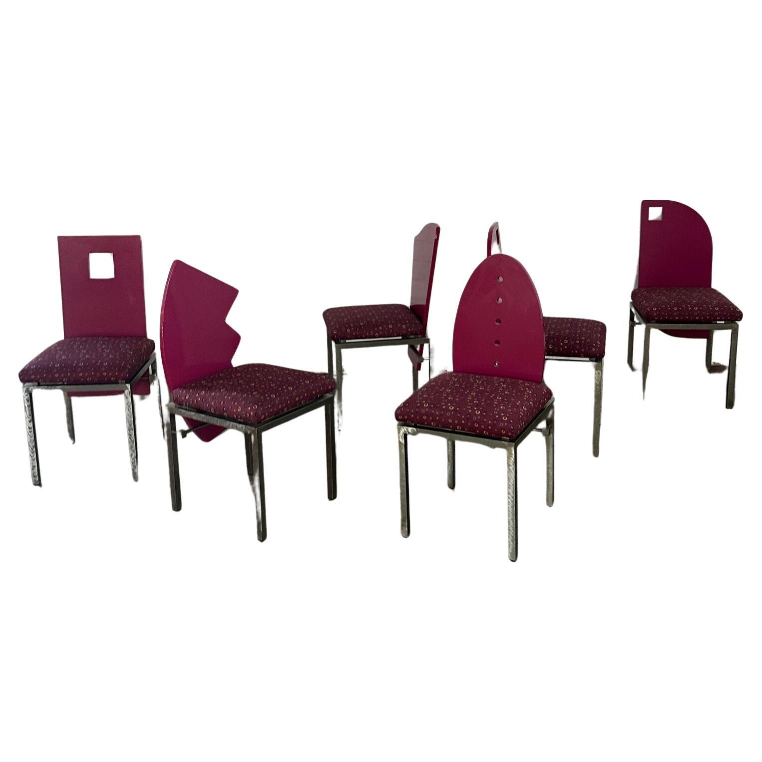 Chaises postmodernes de style Saporiti - Lot de six en vente