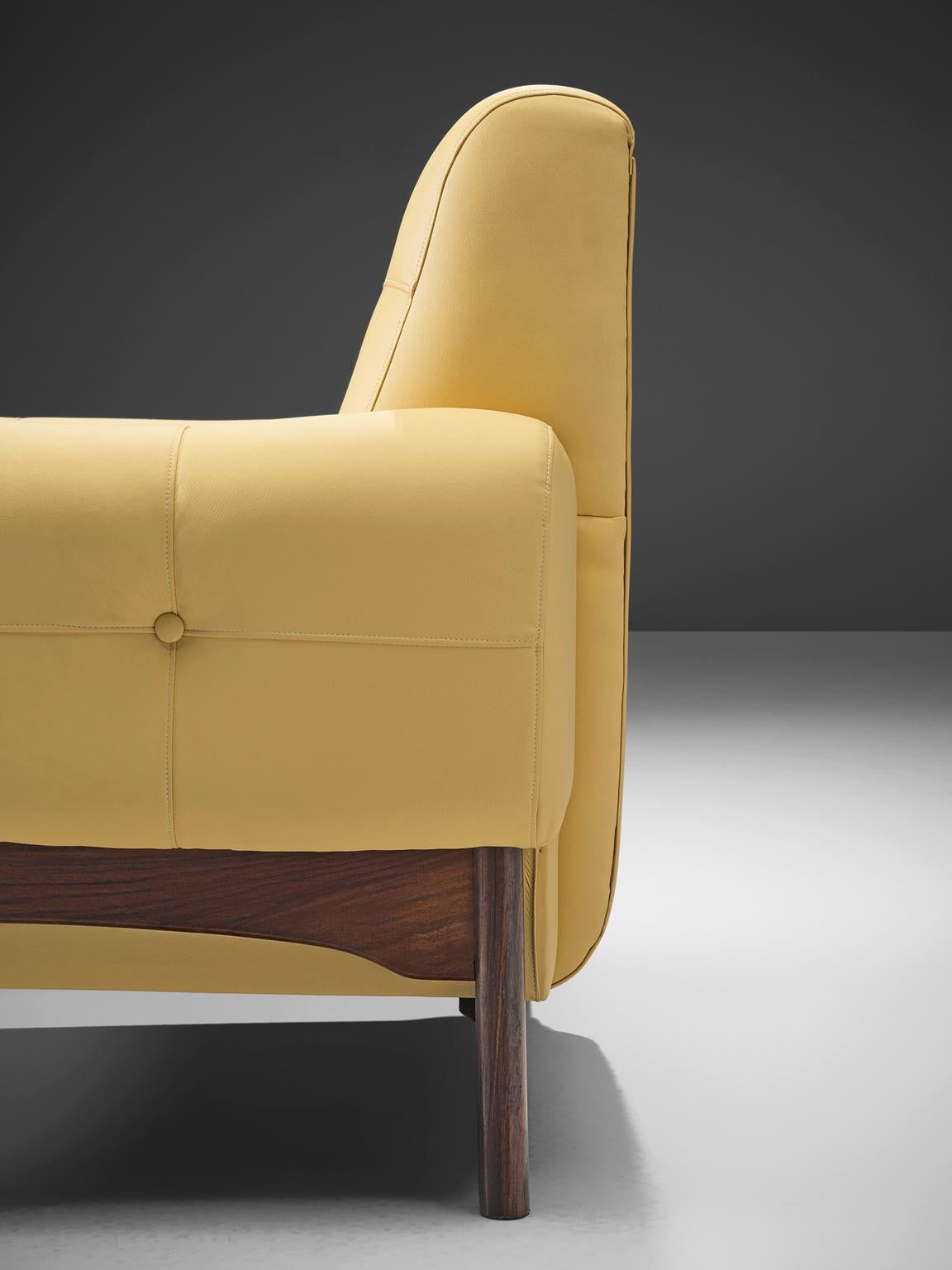 Yellow Lounge Chairs with Rosewood Frame, Italy, 1960s 3