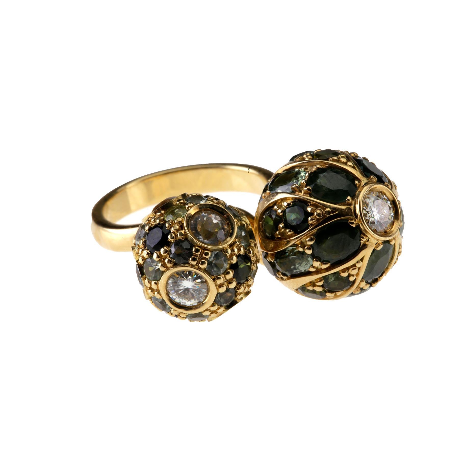 Women's or Men's Sapphiere 18 Karat Gold Ring For Sale
